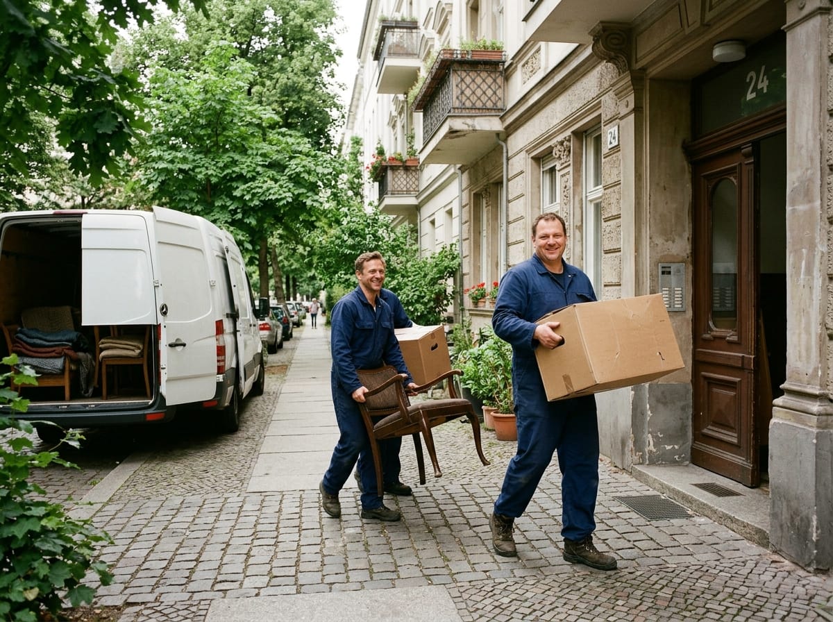 Team von Köhler Brothers vor dem Einsatzfahrzeug bei einer Haushaltsauflösung in Neuss